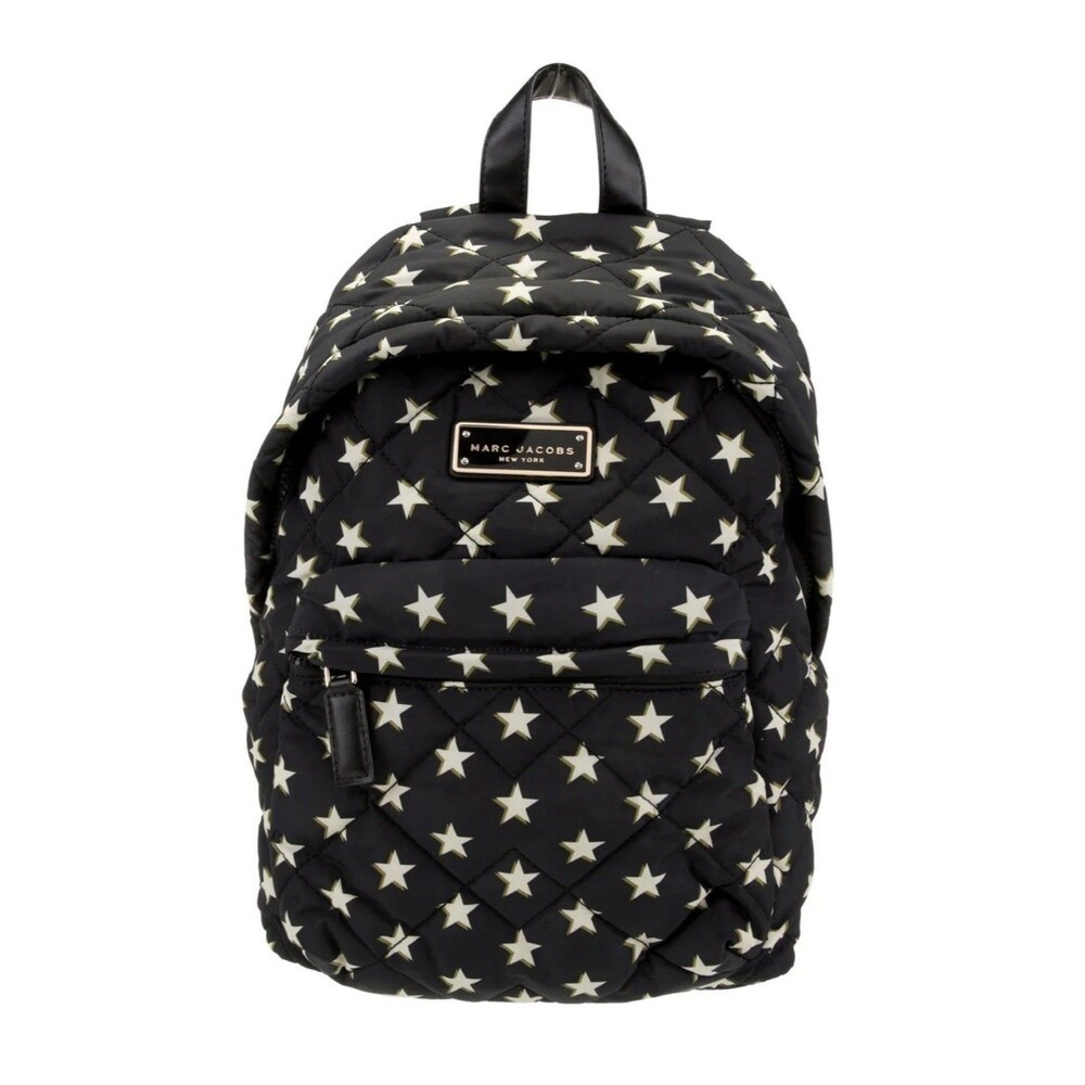 Marc Jacobs Quilted Backpack Black with Stars Nylon